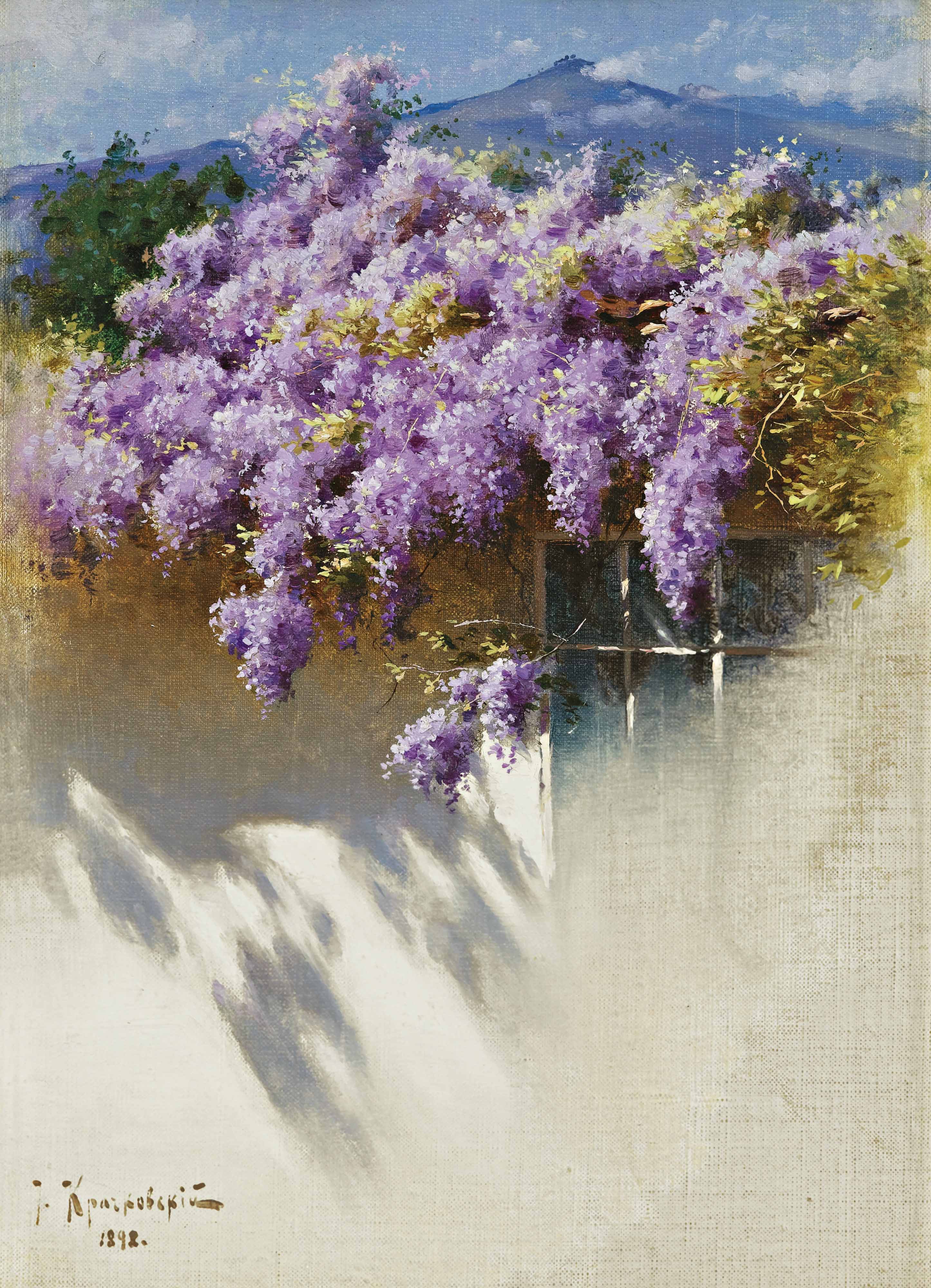 Antonio Mancini Wisteria in bloom